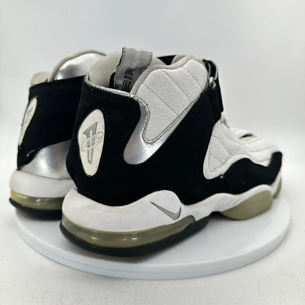 Nike Air Max Penny IV 4 Men Size 10 White Black Metallic Silver Basketball Shoes